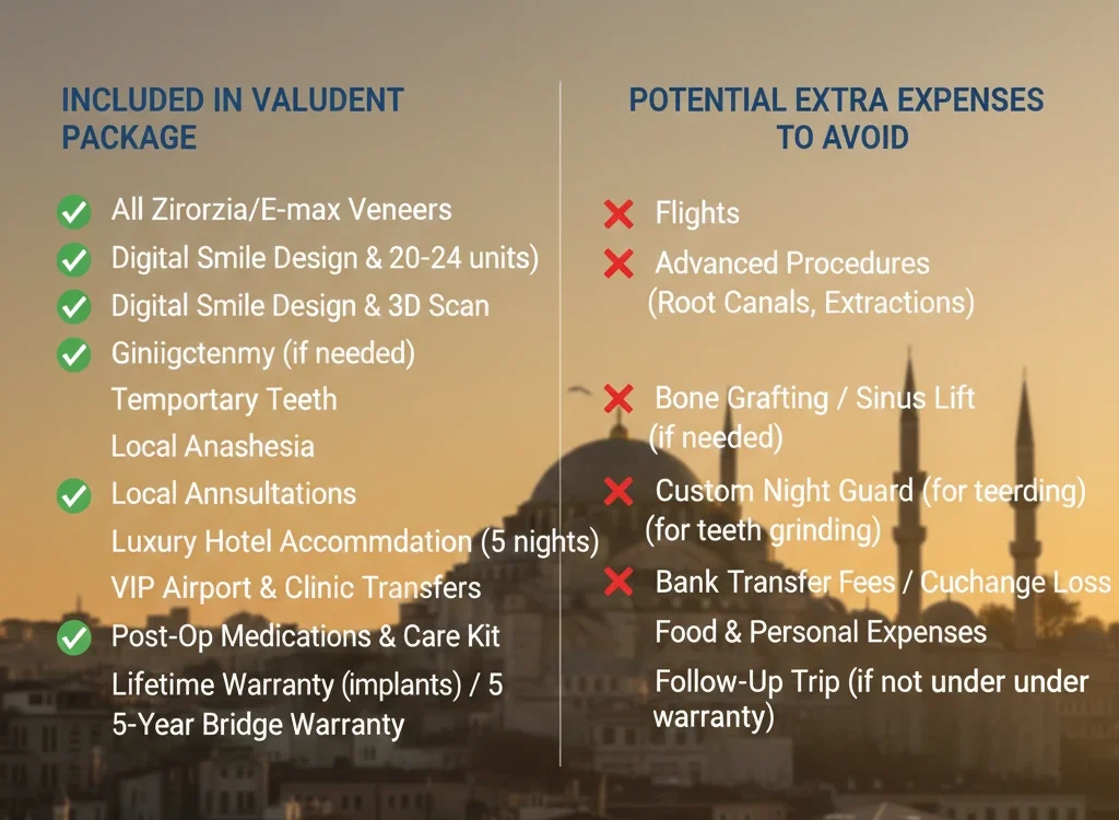 detailed hollywood smile in turkey cost breakdown at valuedent clinic.