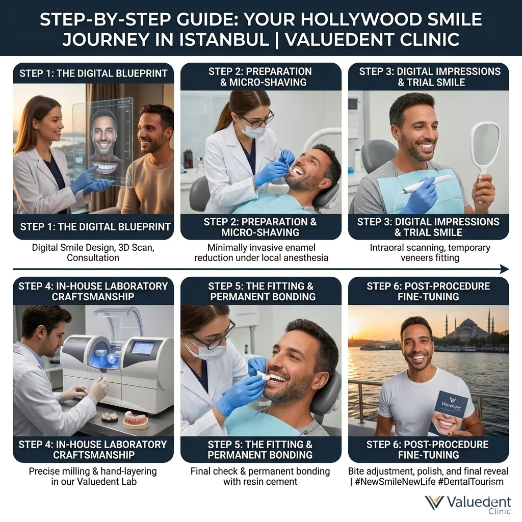 a patient at valuedent clinic undergoing the first step of a hollywood smile procedure in turkey